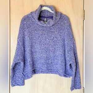 Free People BFF Cowl Neck Sweater Grape Hyacinth Purple Oversized Knit Women’s L